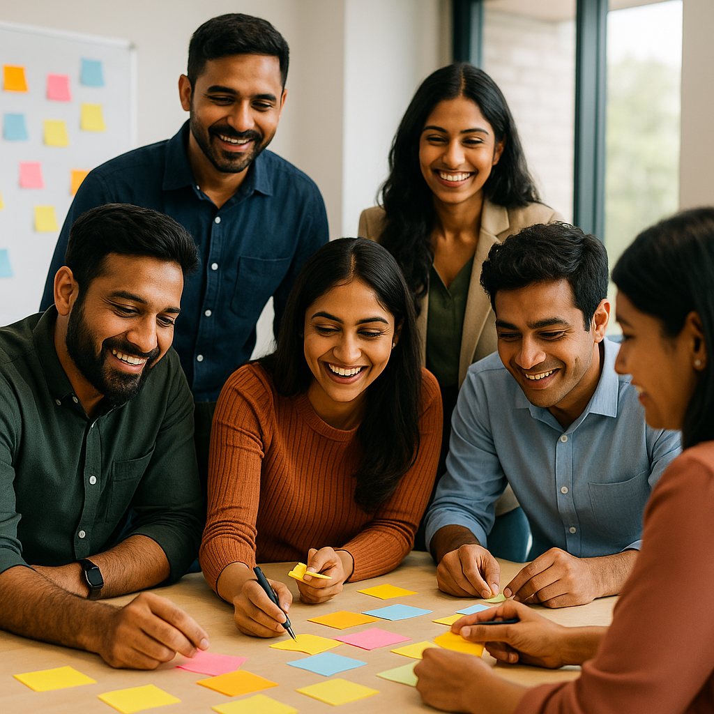 Workshop session with teams collaborating on EVP